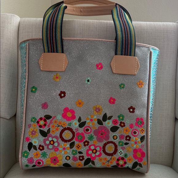 Consuela Handbags - Consuela Silver Floral Tote Bag